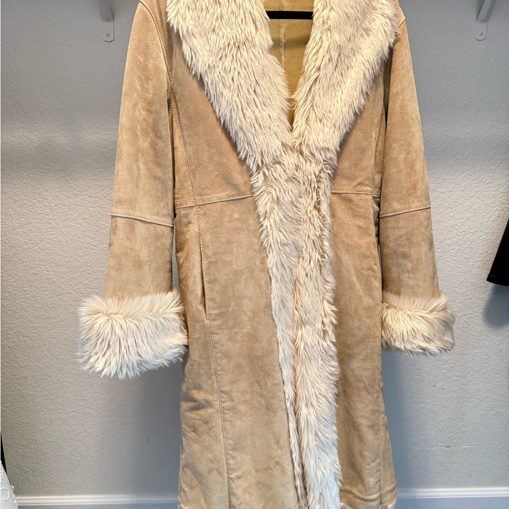 Wilsons Leather Cream Teddy Jacket with Faux Fur